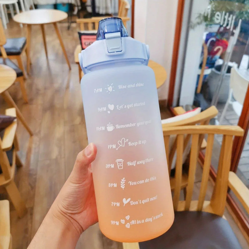 Motivational Time-Marked Water Bottle with Straw