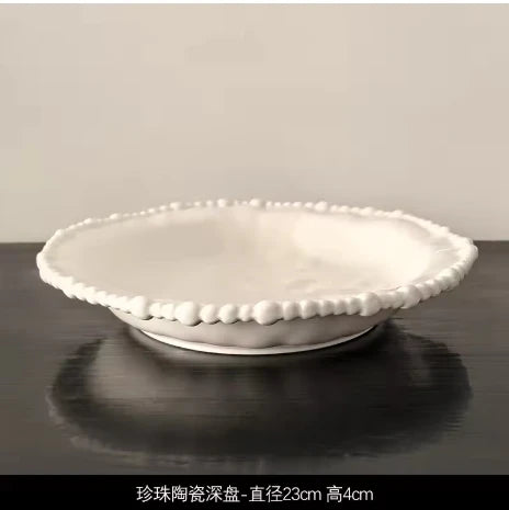 White Beaded Ceramic Bowls
