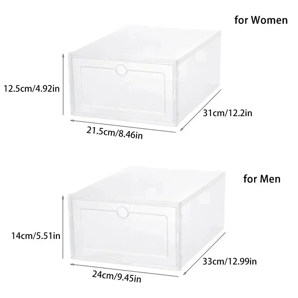 Transparent Stackable Shoe Boxes – Set of 6