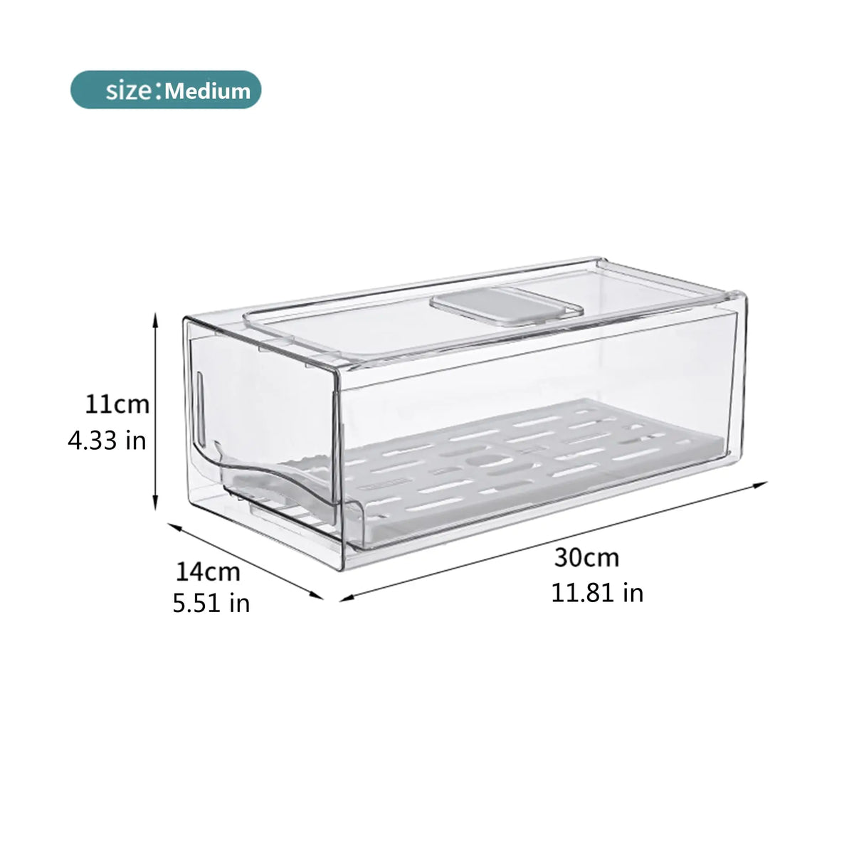 Stackable Fridge Organizer Bins with Drain Board