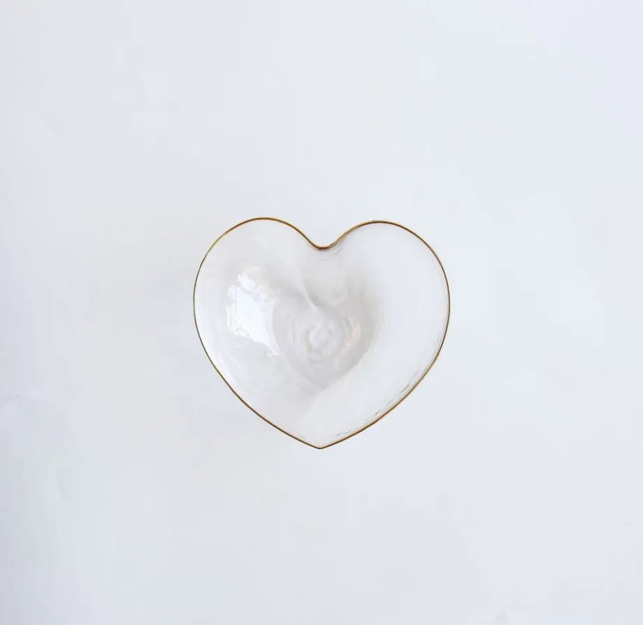 Heart Shape Glass Bowl & Cup Set