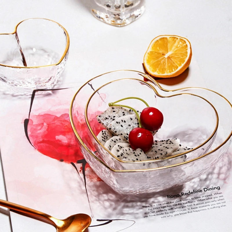 Heart Shape Glass Bowl & Cup Set
