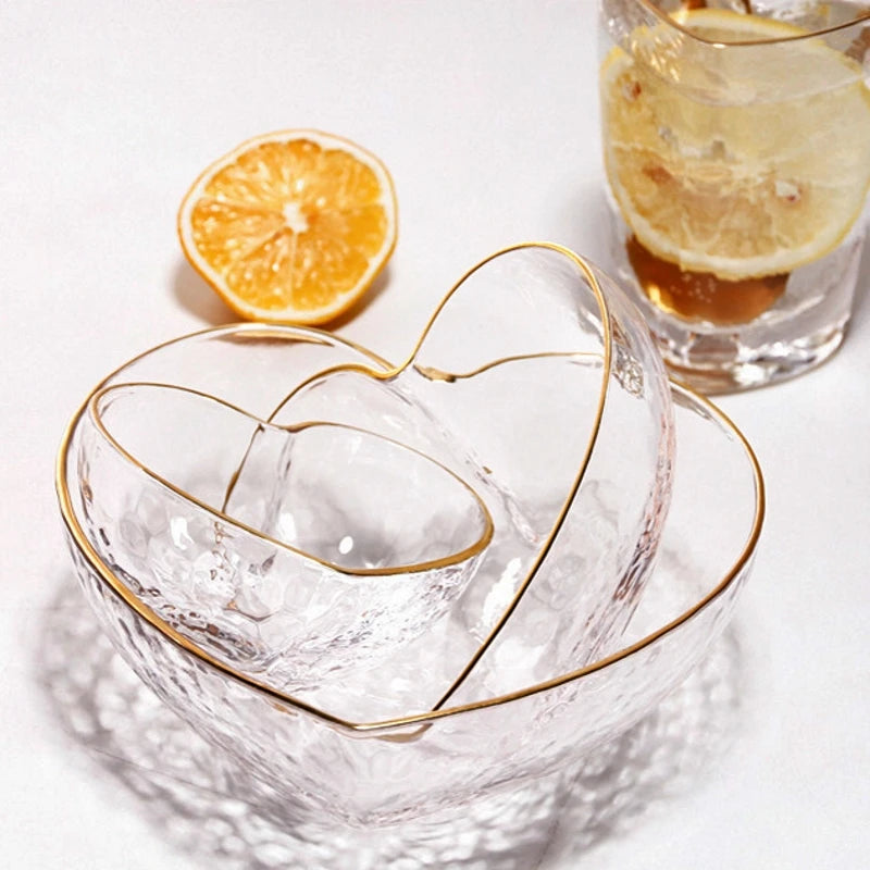 Heart Shape Glass Bowl & Cup Set