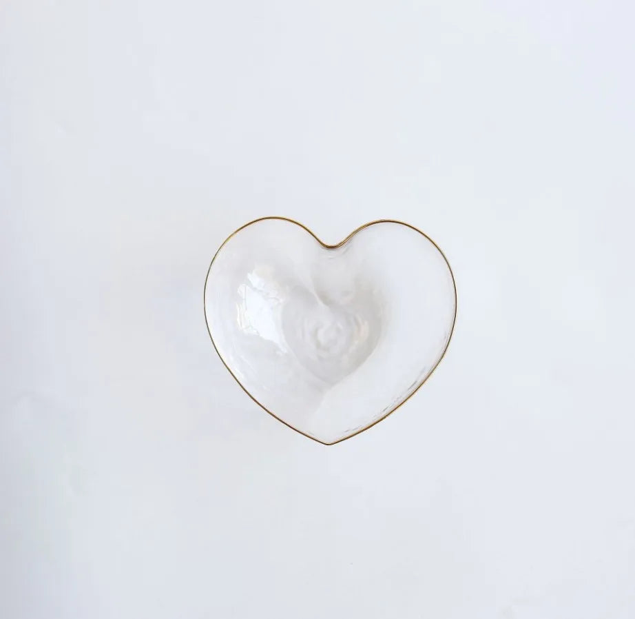 Heart Shape Glass Bowl & Cup Set
