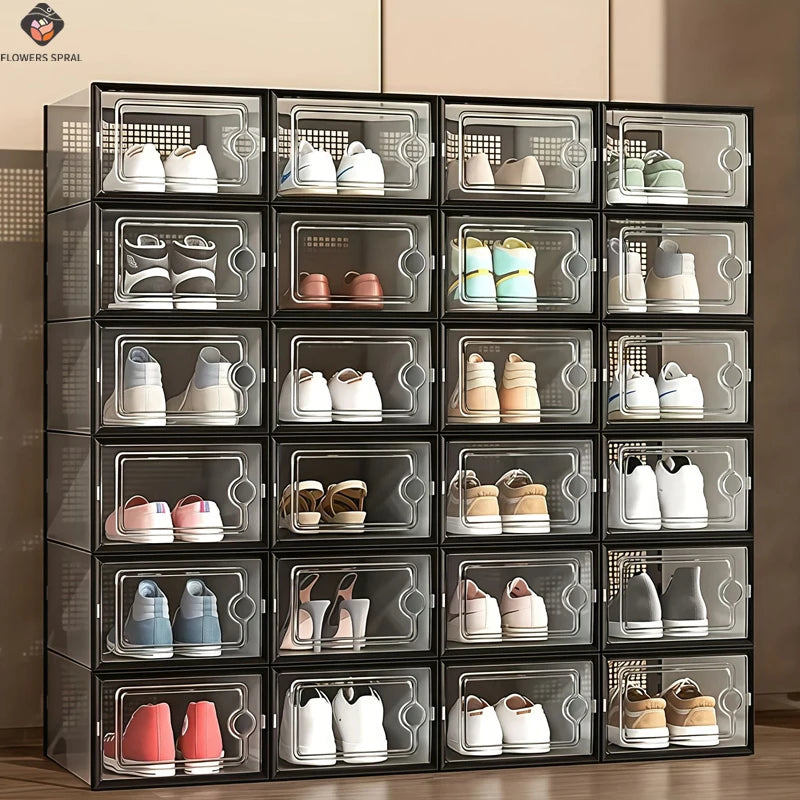 Transparent Stackable Shoe Storage Boxes – Set of 6 or 12
