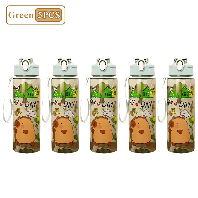 Capybara Cartoon Straw Water Bottle 750ml