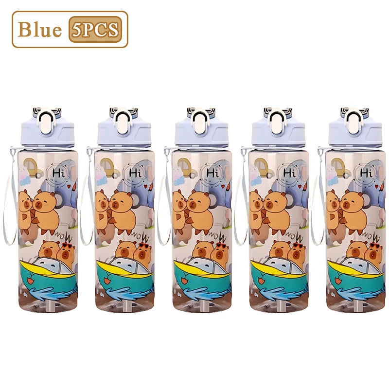 Capybara Cartoon Straw Water Bottle 750ml