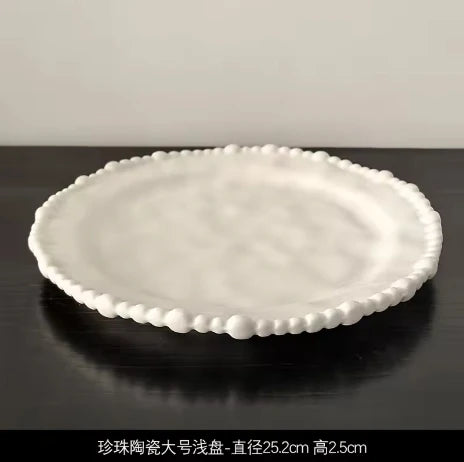 White Beaded Ceramic Bowls