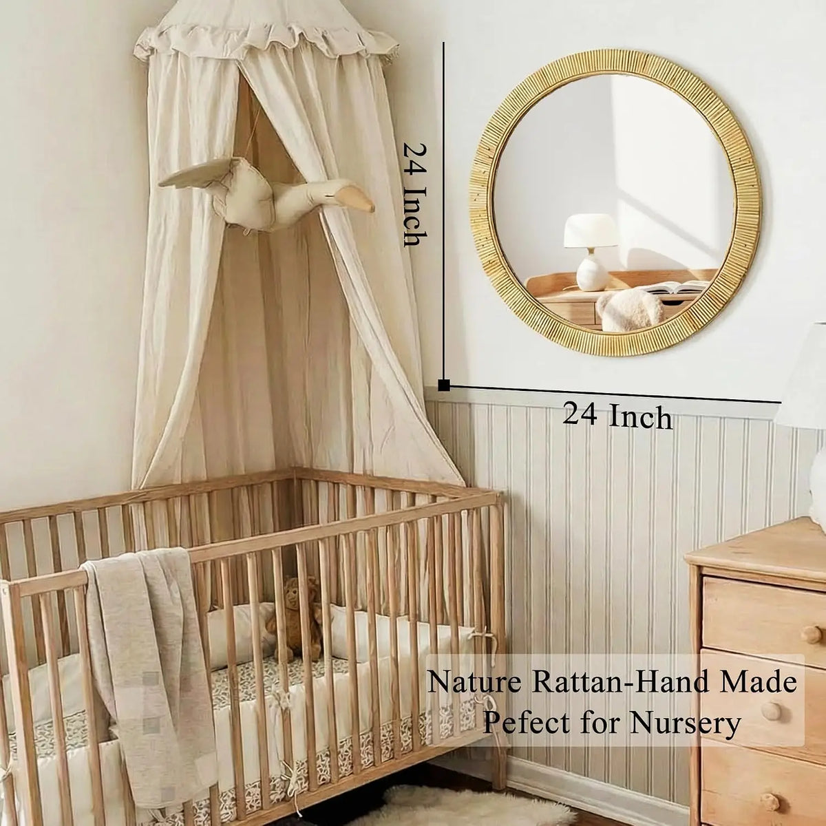 Boho Round Rattan Wall Mirror (24")