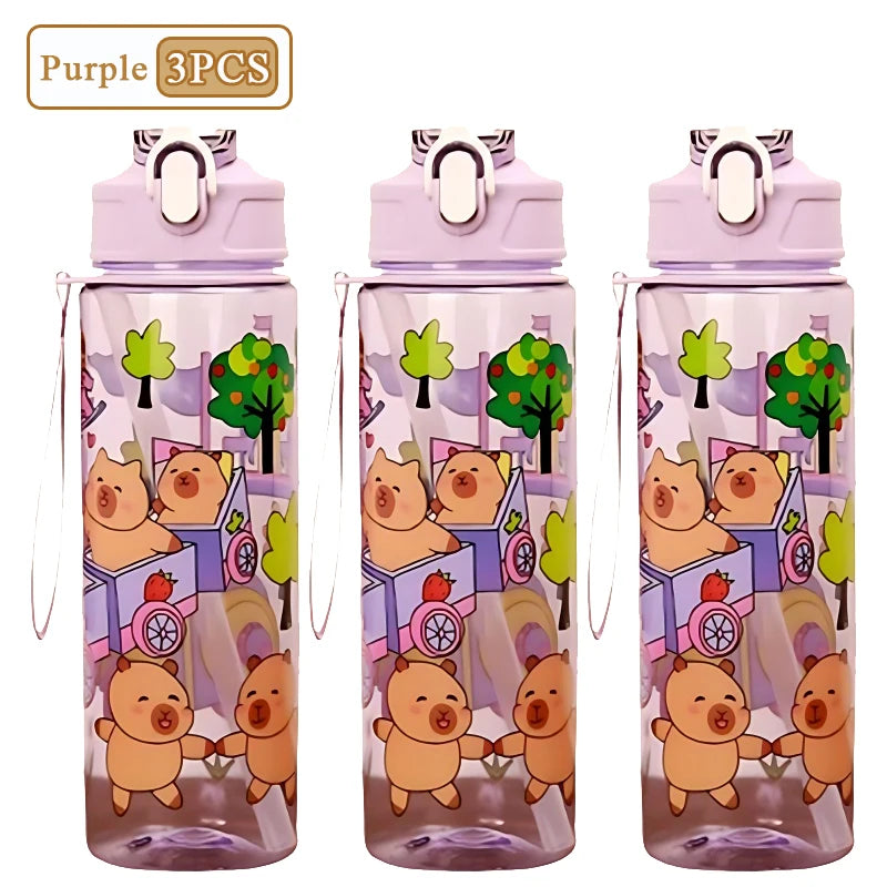 Capybara Cartoon Straw Water Bottle 750ml