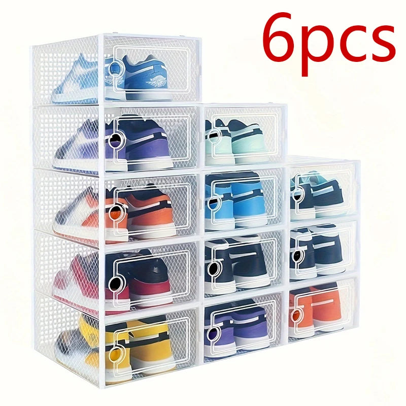 Transparent Stackable Shoe Storage Boxes – Set of 6 or 12