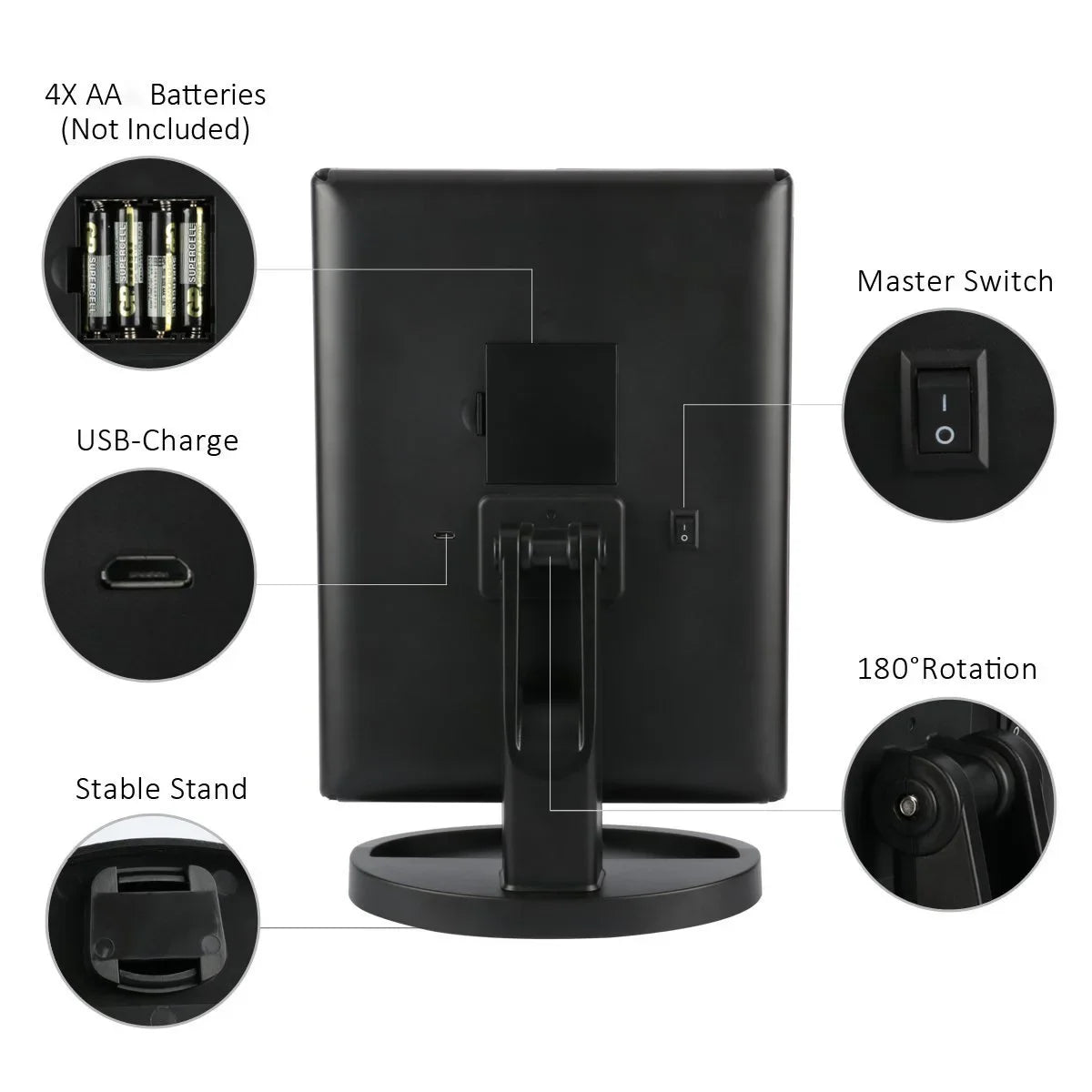 LED Vanity Mirror with Light & 10x Magnification
