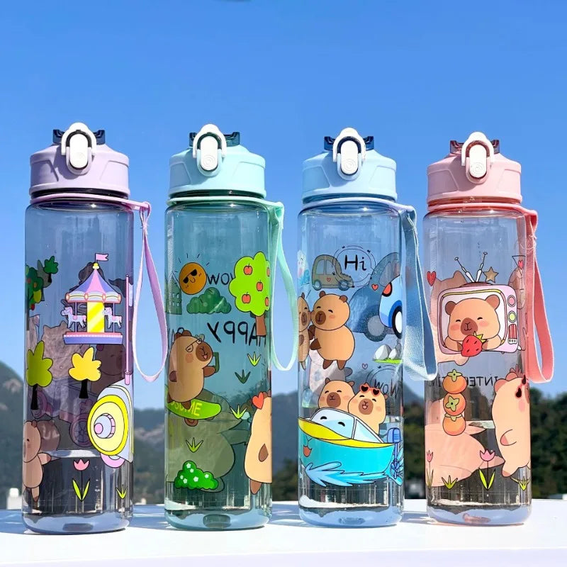 Capybara Cartoon Straw Water Bottle 750ml