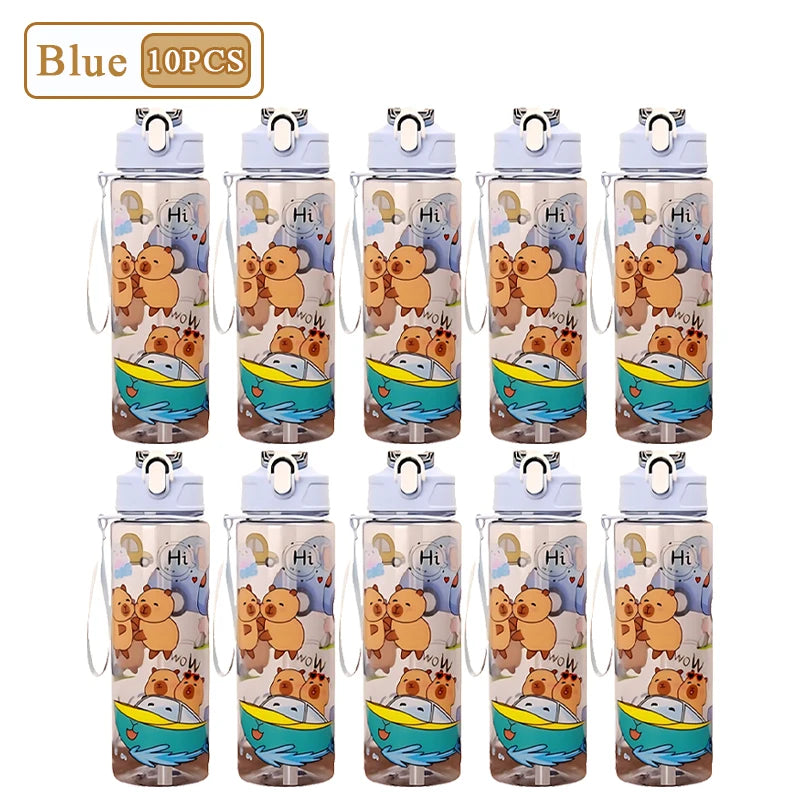 Capybara Cartoon Straw Water Bottle 750ml
