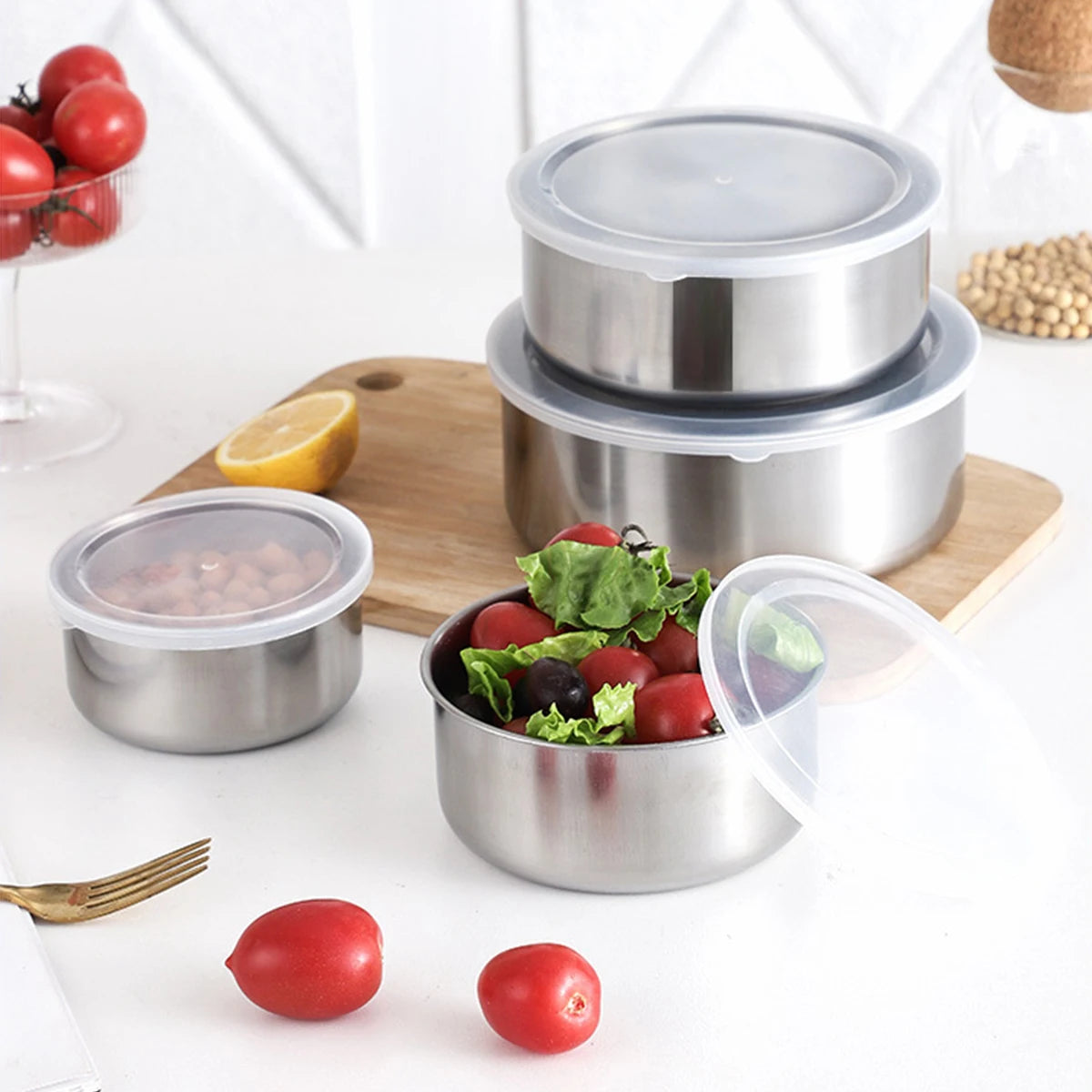 5-Piece Stainless Steel Mixing Bowls with Lids