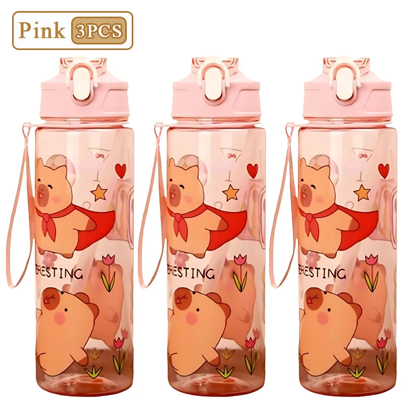 Capybara Cartoon Straw Water Bottle 750ml