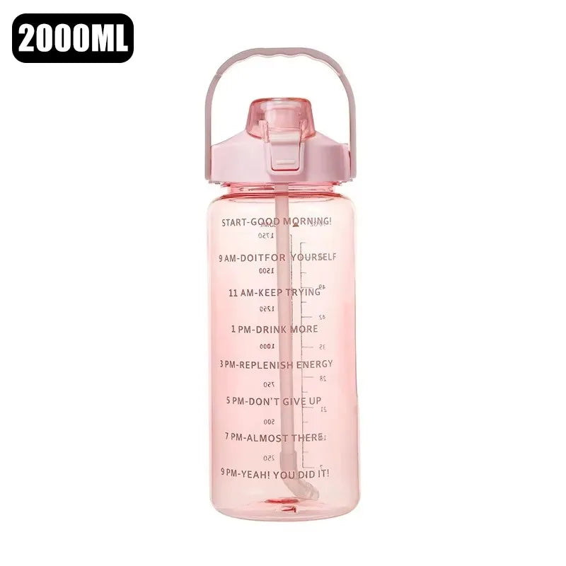 Motivational Time-Marked Water Bottle with Straw