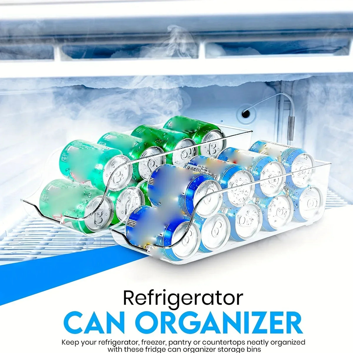 Auto-Rolling Soda Can Dispenser & Fridge Organizer