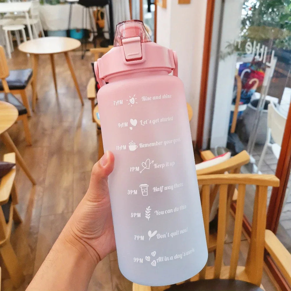 Motivational Time-Marked Water Bottle with Straw