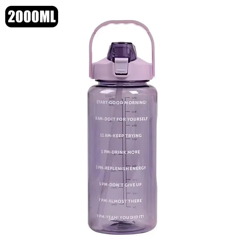Motivational Time-Marked Water Bottle with Straw