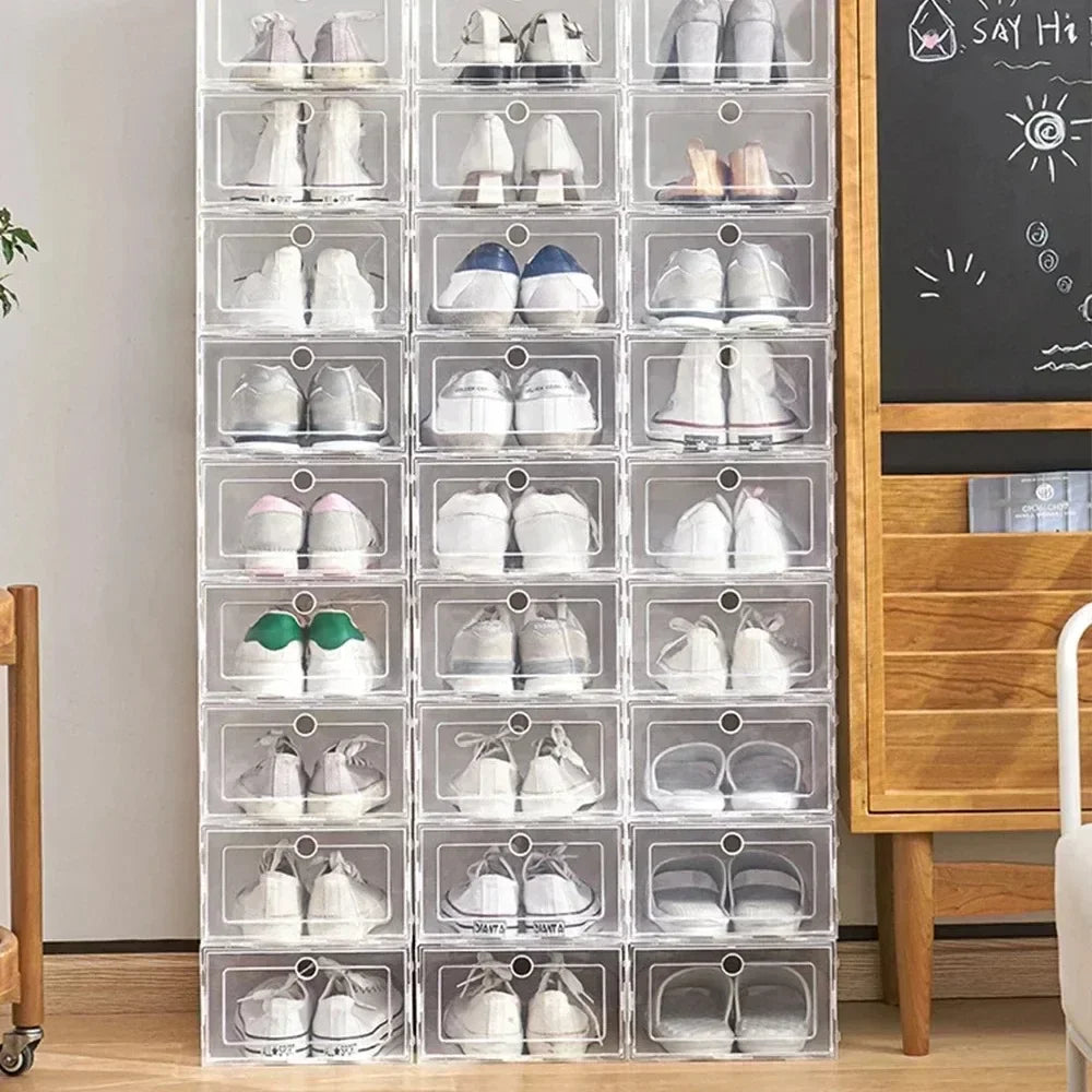 Transparent Stackable Shoe Boxes – Set of 6