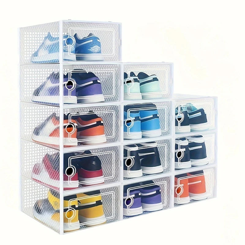 Transparent Stackable Shoe Storage Boxes – Set of 6 or 12
