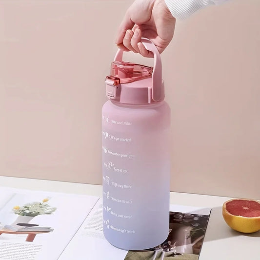 Motivational Time-Marked Water Bottle with Straw