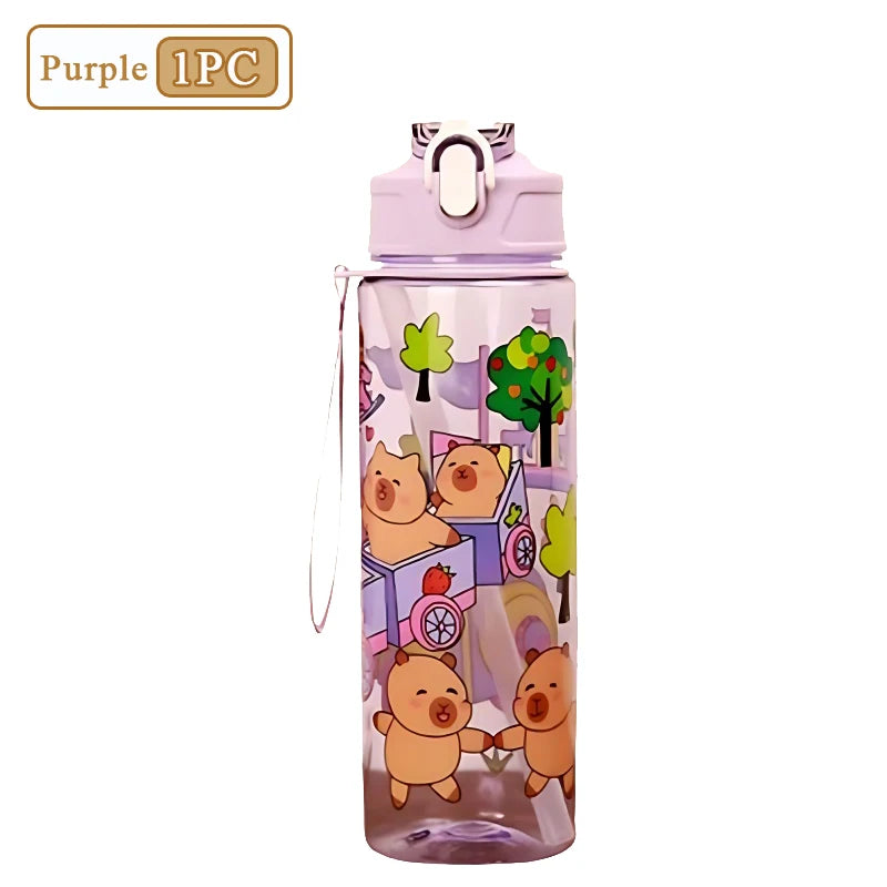 Capybara Cartoon Straw Water Bottle 750ml
