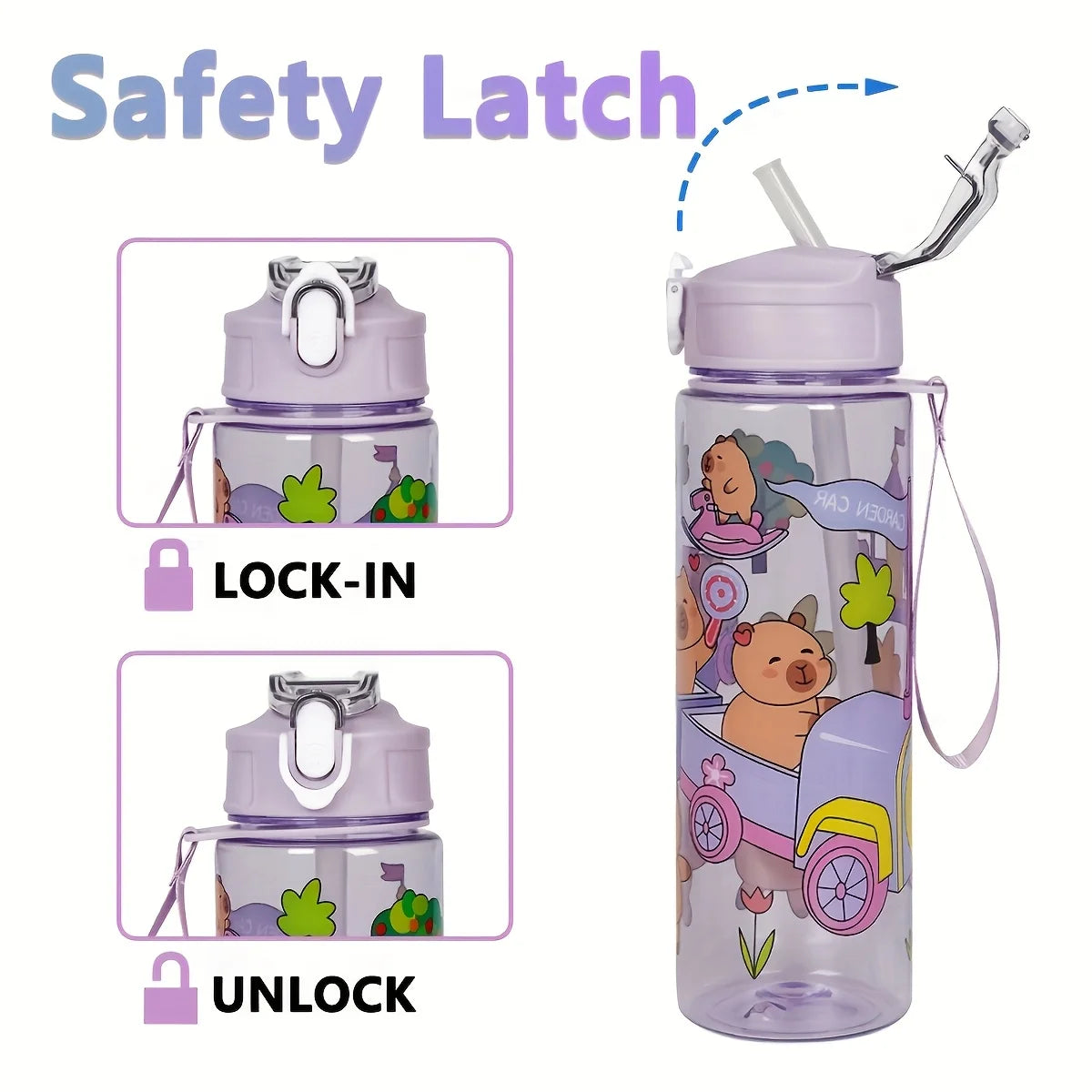 Capybara Cartoon Straw Water Bottle 750ml