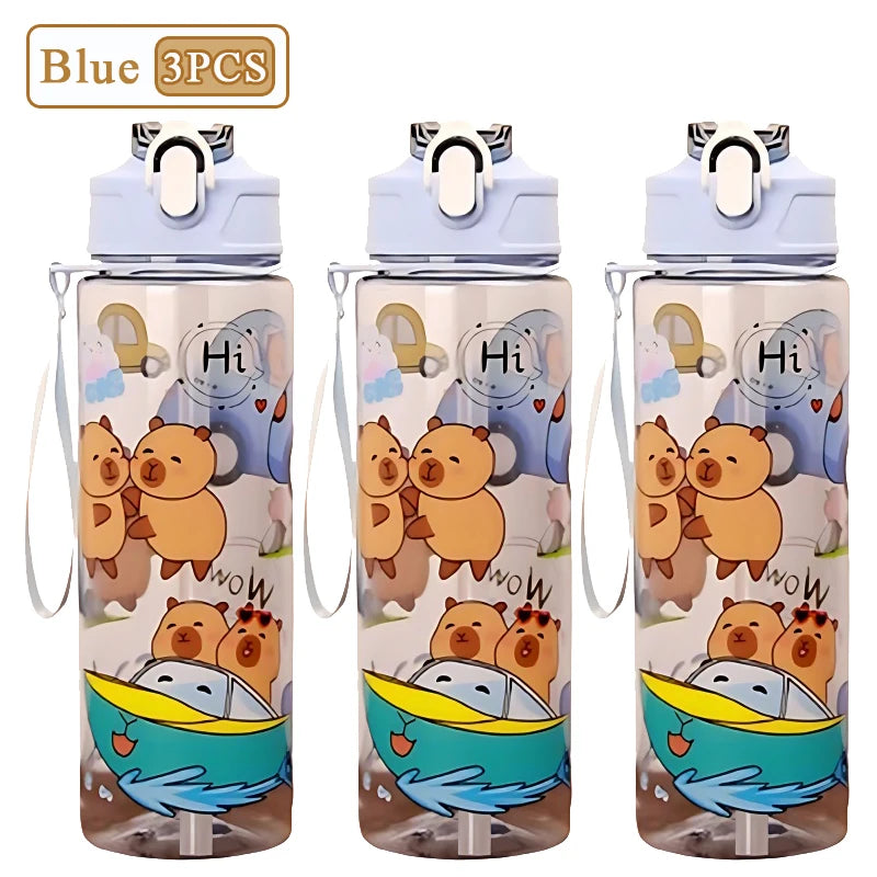 Capybara Cartoon Straw Water Bottle 750ml