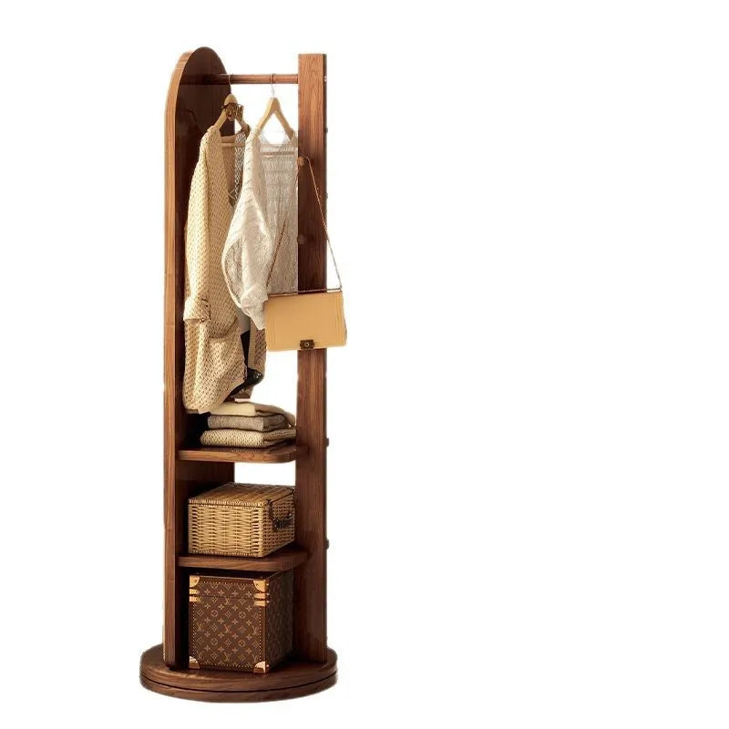 Rotating Full-Length Floor Mirror with Coat Hooks
