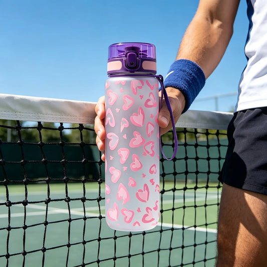 Heart Print Leakproof Sports Water Bottle 750ml