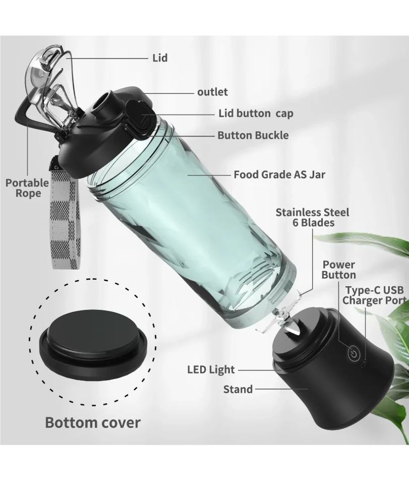 600ML USB Rechargeable Portable Blender