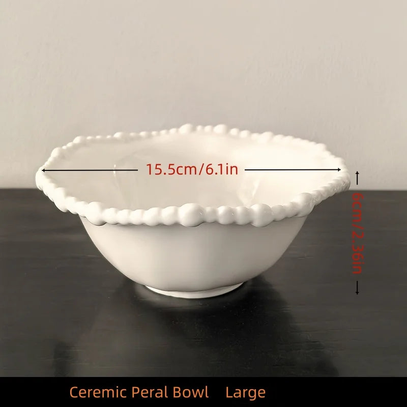 White Beaded Ceramic Bowls