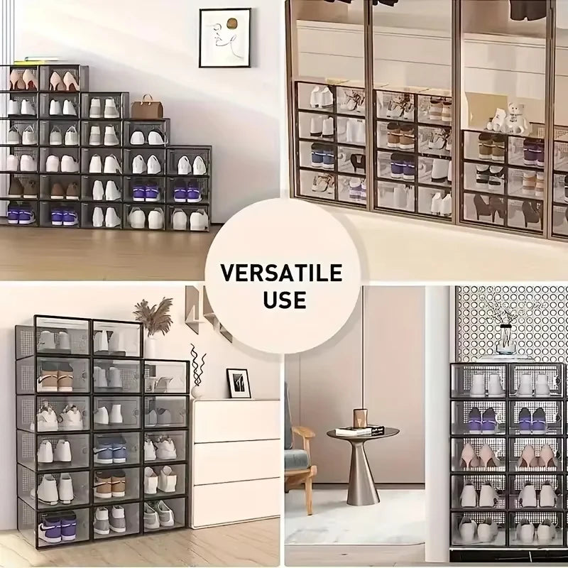 Transparent Stackable Shoe Storage Boxes – Set of 6 or 12