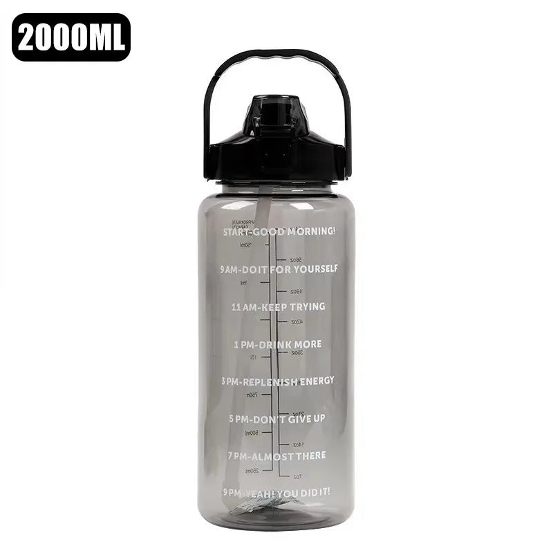Motivational Time-Marked Water Bottle with Straw