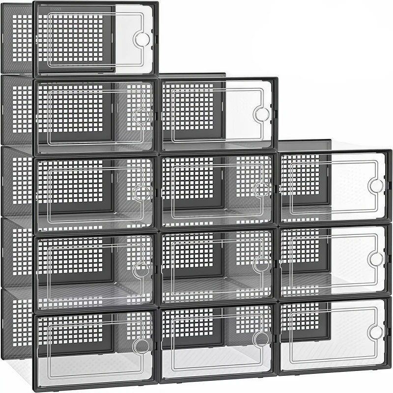 Transparent Stackable Shoe Storage Boxes – Set of 6 or 12