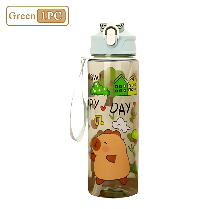 Capybara Cartoon Straw Water Bottle 750ml