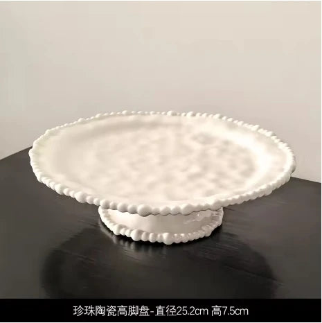 White Beaded Ceramic Bowls