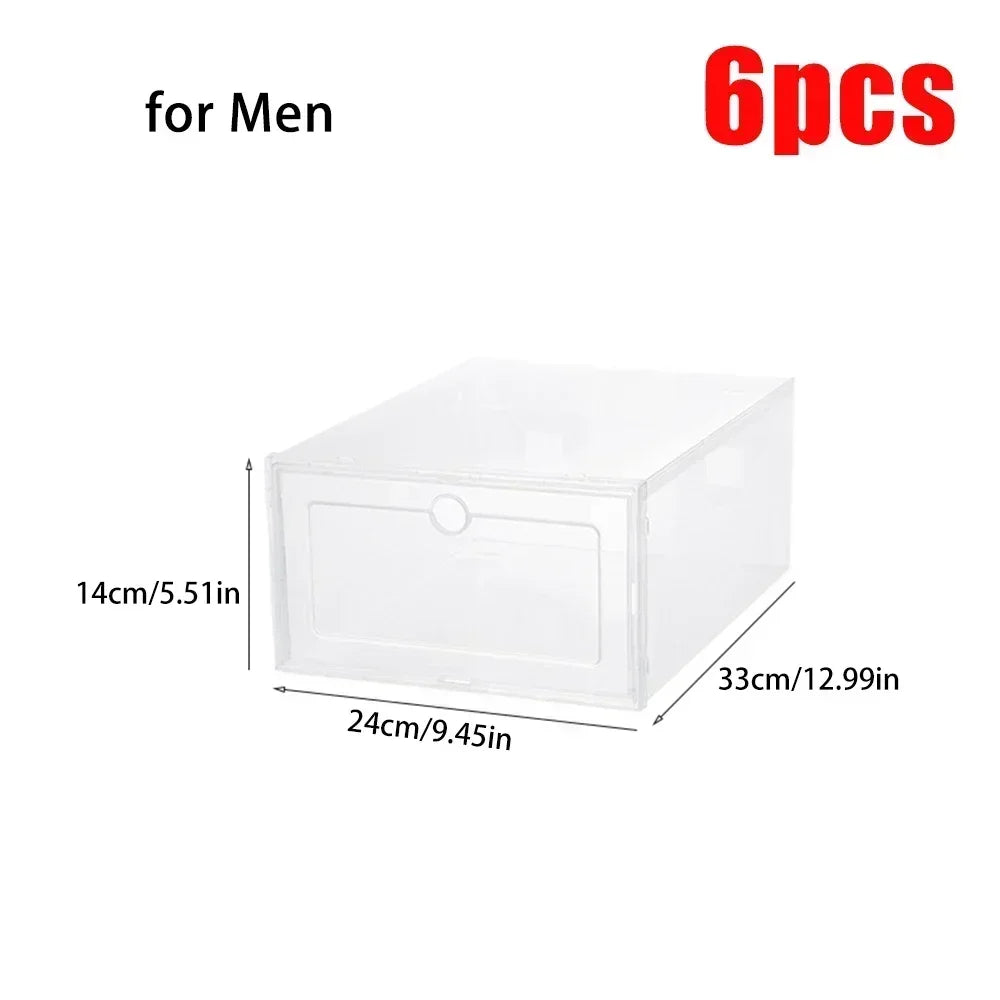 Transparent Stackable Shoe Boxes – Set of 6