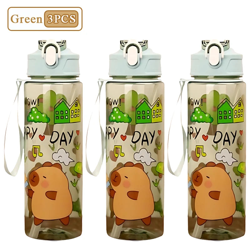 Capybara Cartoon Straw Water Bottle 750ml
