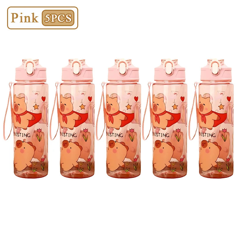 Capybara Cartoon Straw Water Bottle 750ml