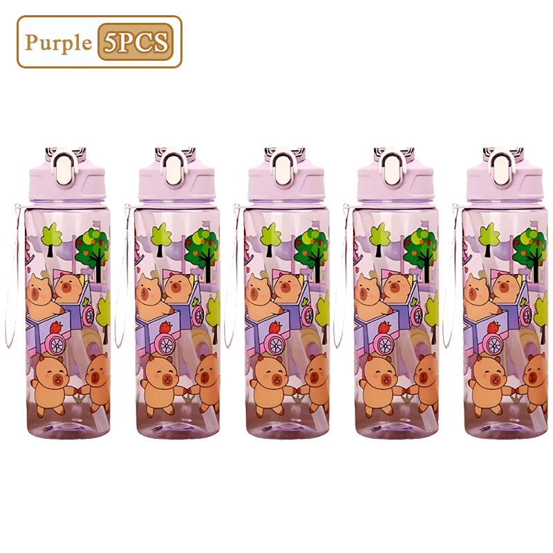 Capybara Cartoon Straw Water Bottle 750ml