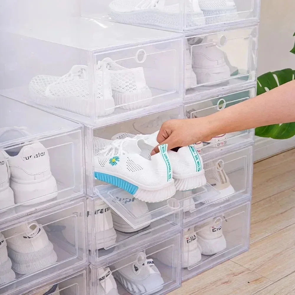 Transparent Stackable Shoe Boxes – Set of 6
