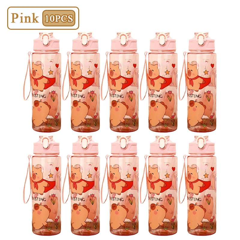 Capybara Cartoon Straw Water Bottle 750ml