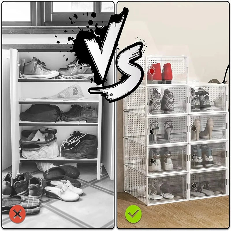 Transparent Stackable Shoe Storage Boxes – Set of 6 or 12