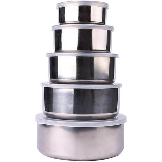 5-Piece Stainless Steel Mixing Bowls with Lids
