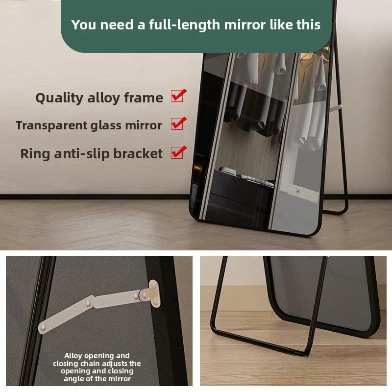 Full-Length Self-Adhesive Wall-Mounted Mirror