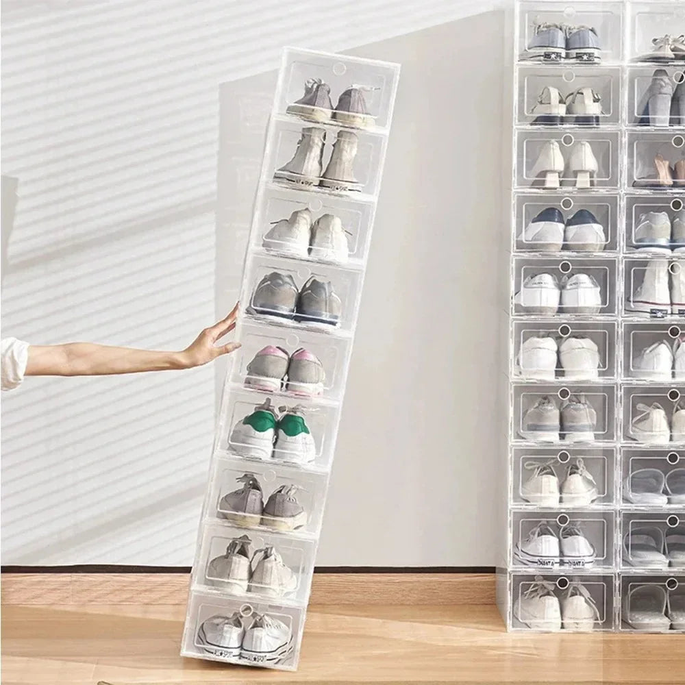 Transparent Stackable Shoe Boxes – Set of 6