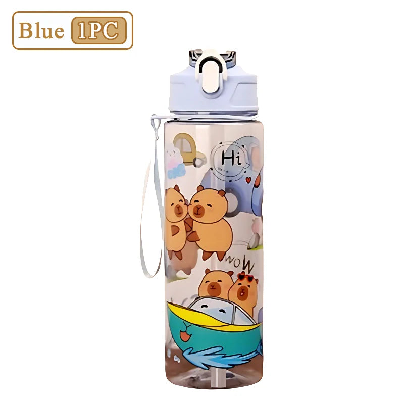 Capybara Cartoon Straw Water Bottle 750ml